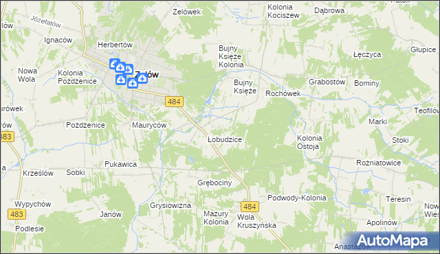 mapa Kolonia Łobudzice, Kolonia Łobudzice na mapie Targeo