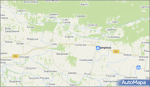 mapa Komorów gmina Kampinos, Komorów gmina Kampinos na mapie Targeo