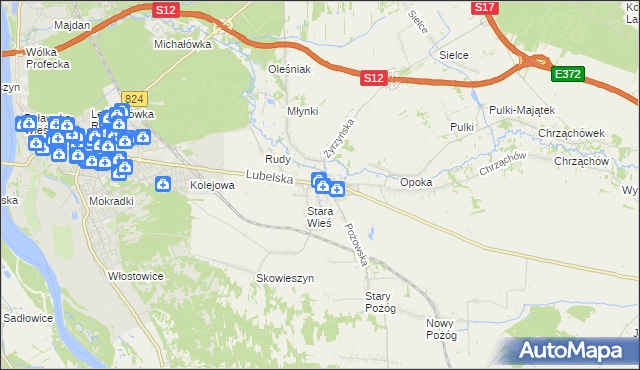 mapa Końskowola, Końskowola na mapie Targeo