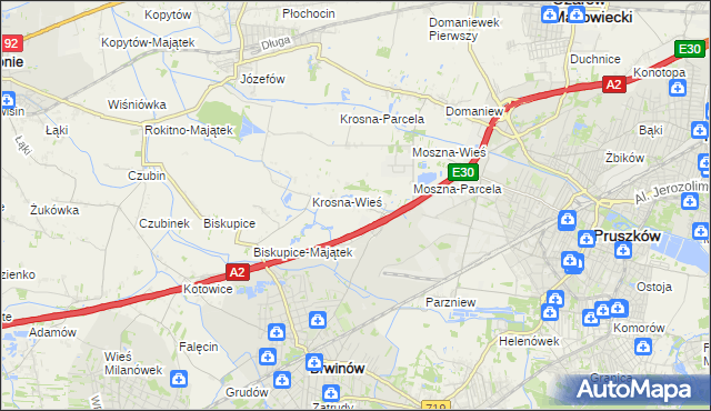 mapa Koszajec gmina Brwinów, Koszajec gmina Brwinów na mapie Targeo