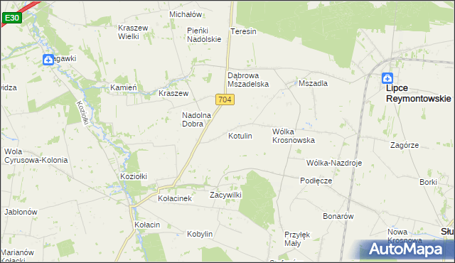 mapa Kotulin gmina Rogów, Kotulin gmina Rogów na mapie Targeo