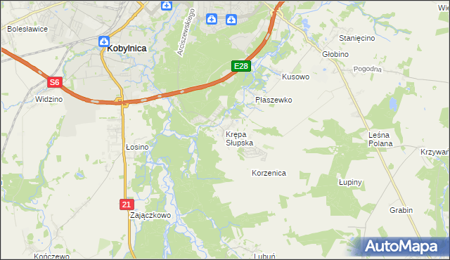 mapa Krępa Słupska, Krępa Słupska na mapie Targeo