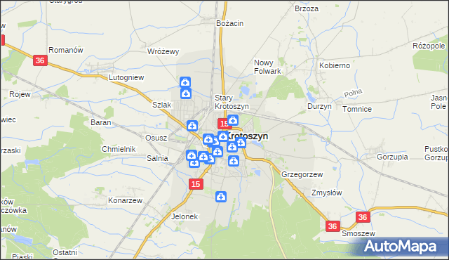 mapa Krotoszyna, Krotoszyn na mapie Targeo