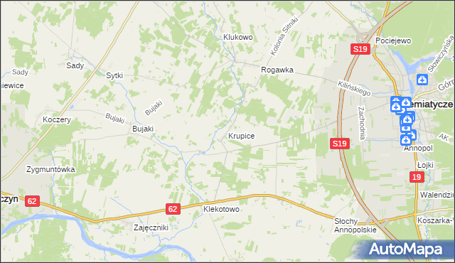 mapa Krupice gmina Siemiatycze, Krupice gmina Siemiatycze na mapie Targeo