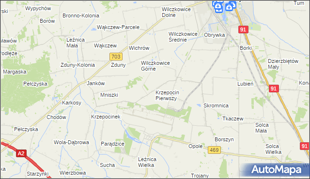 mapa Krzepocin Pierwszy, Krzepocin Pierwszy na mapie Targeo