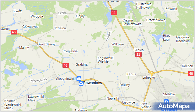 mapa Łagiewniki Wielkie, Łagiewniki Wielkie na mapie Targeo