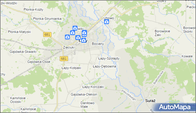 mapa Łapy-Szołajdy, Łapy-Szołajdy na mapie Targeo