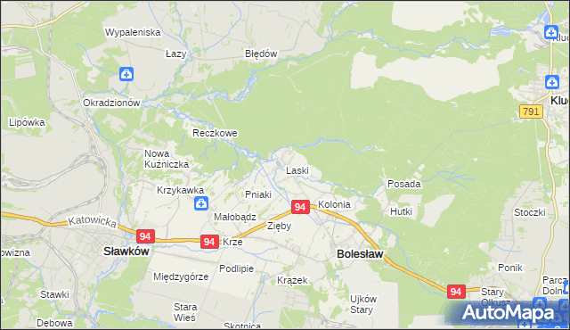 mapa Laski gmina Bolesław, Laski gmina Bolesław na mapie Targeo