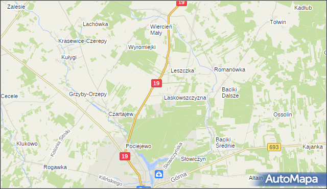 mapa Laskowszczyzna gmina Siemiatycze, Laskowszczyzna gmina Siemiatycze na mapie Targeo