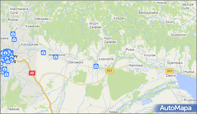 mapa Łopuszna, Łopuszna na mapie Targeo