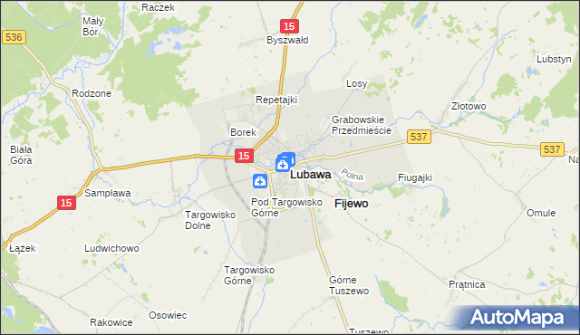 mapa Lubawa, Lubawa na mapie Targeo