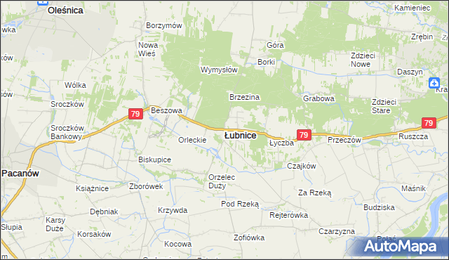 mapa Łubnice powiat staszowski, Łubnice powiat staszowski na mapie Targeo