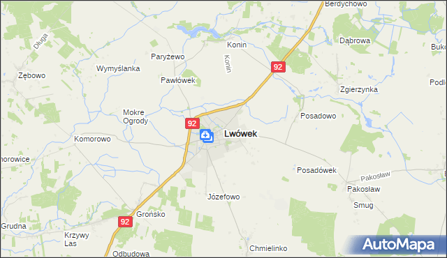 mapa Lwówek powiat nowotomyski, Lwówek powiat nowotomyski na mapie Targeo