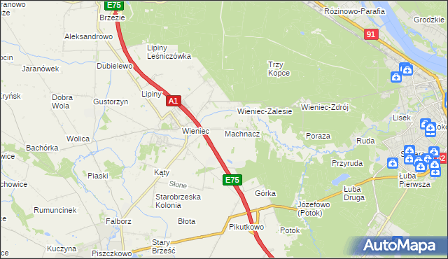mapa Machnacz gmina Brześć Kujawski, Machnacz gmina Brześć Kujawski na mapie Targeo