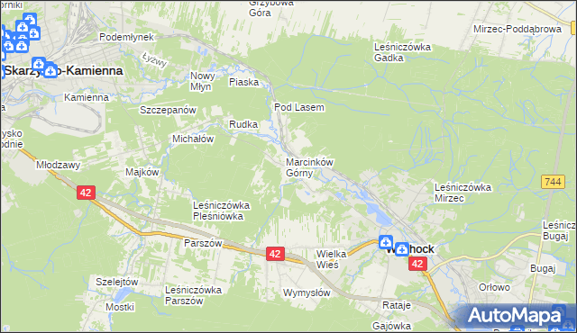 mapa Marcinków gmina Wąchock, Marcinków gmina Wąchock na mapie Targeo