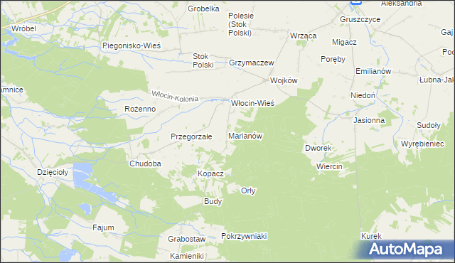 mapa Marianów gmina Błaszki, Marianów gmina Błaszki na mapie Targeo