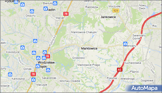 mapa Marklowice, Marklowice na mapie Targeo