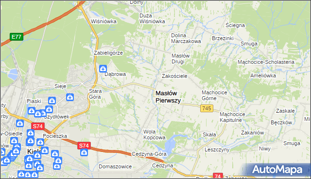 mapa Masłów Pierwszy, Masłów Pierwszy na mapie Targeo