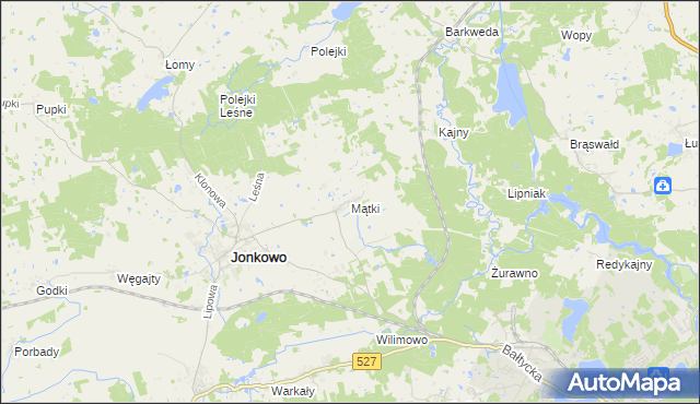 mapa Mątki gmina Jonkowo, Mątki gmina Jonkowo na mapie Targeo