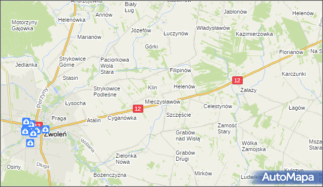 mapa Michalin gmina Zwoleń, Michalin gmina Zwoleń na mapie Targeo