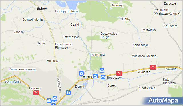mapa Michalów gmina Sułów, Michalów gmina Sułów na mapie Targeo