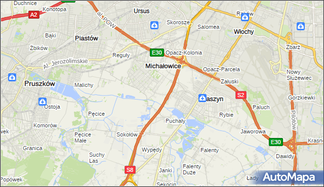 mapa Michałowice-Wieś, Michałowice-Wieś na mapie Targeo