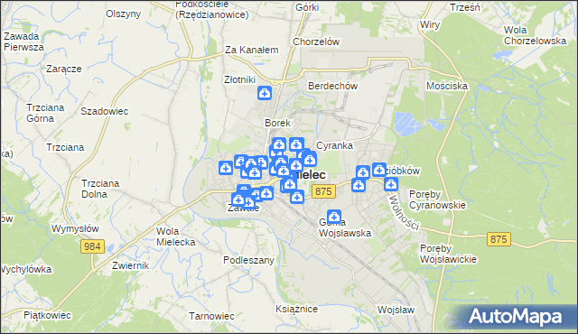 mapa Mielca, Mielec na mapie Targeo