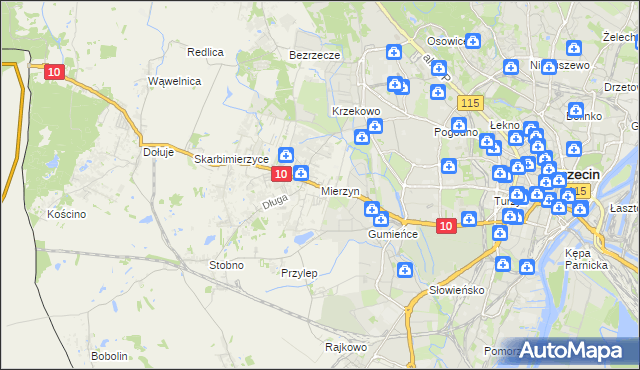 mapa Mierzyn gmina Dobra (Szczecińska), Mierzyn gmina Dobra (Szczecińska) na mapie Targeo