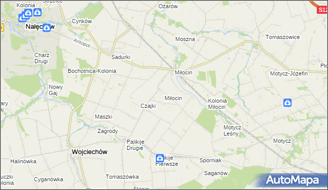 mapa Miłocin gmina Wojciechów, Miłocin gmina Wojciechów na mapie Targeo