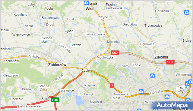 mapa Modlniczka, Modlniczka na mapie Targeo