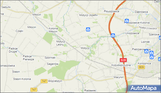 mapa Motycz, Motycz na mapie Targeo