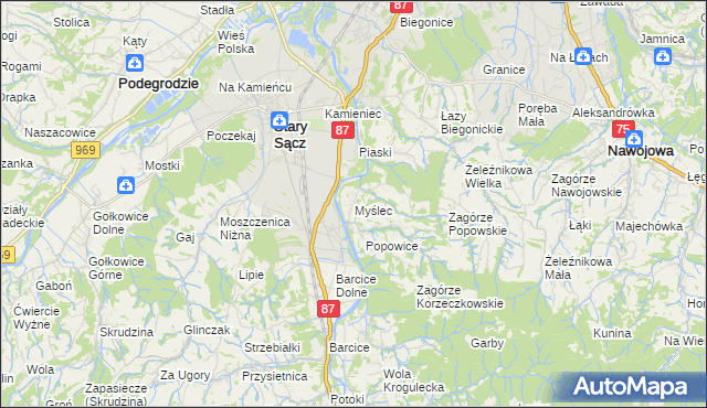 mapa Myślec, Myślec na mapie Targeo