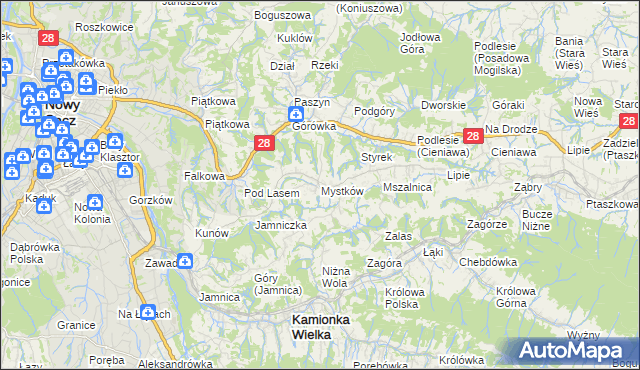 mapa Mystków, Mystków na mapie Targeo