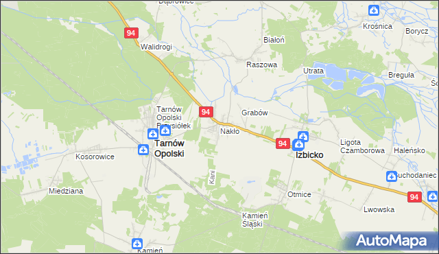 mapa Nakło gmina Tarnów Opolski, Nakło gmina Tarnów Opolski na mapie Targeo