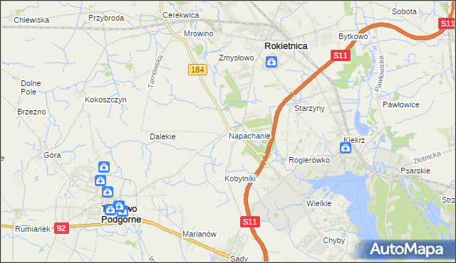 mapa Napachanie, Napachanie na mapie Targeo