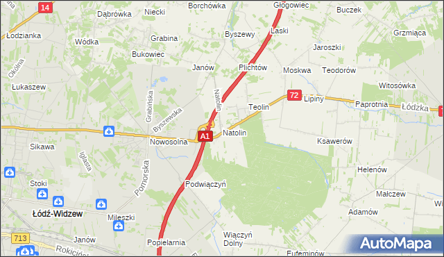 mapa Natolin gmina Nowosolna, Natolin gmina Nowosolna na mapie Targeo