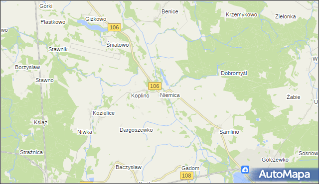 mapa Niemica gmina Golczewo, Niemica gmina Golczewo na mapie Targeo