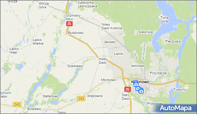 mapa Nowy Dwór gmina Koronowo, Nowy Dwór gmina Koronowo na mapie Targeo
