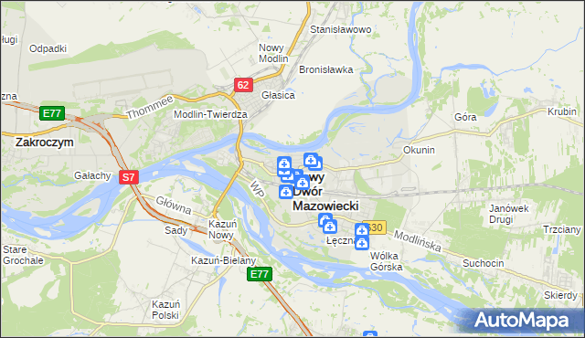 mapa Nowy Dwór Mazowiecki, Nowy Dwór Mazowiecki na mapie Targeo