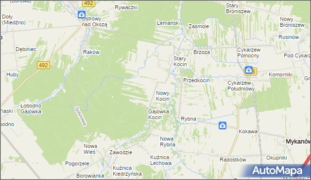 mapa Nowy Kocin, Nowy Kocin na mapie Targeo
