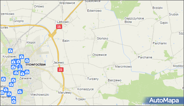 mapa Olszewice gmina Inowrocław, Olszewice gmina Inowrocław na mapie Targeo