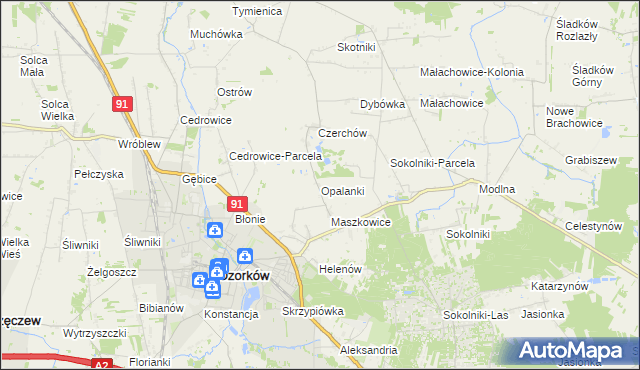 mapa Opalanki gmina Ozorków, Opalanki gmina Ozorków na mapie Targeo