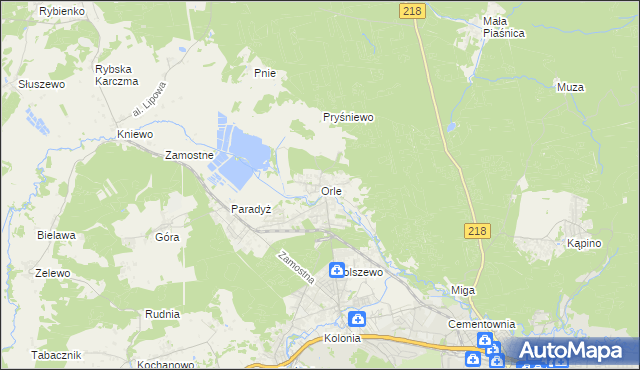 mapa Orle gmina Wejherowo, Orle gmina Wejherowo na mapie Targeo