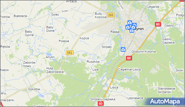 mapa Osada gmina Gostynin, Osada gmina Gostynin na mapie Targeo