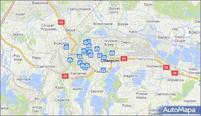 mapa Oświęcimia, Oświęcim na mapie Targeo