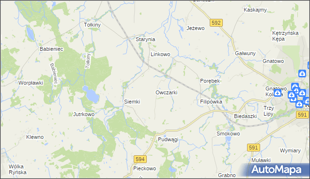 mapa Owczarki gmina Kętrzyn, Owczarki gmina Kętrzyn na mapie Targeo