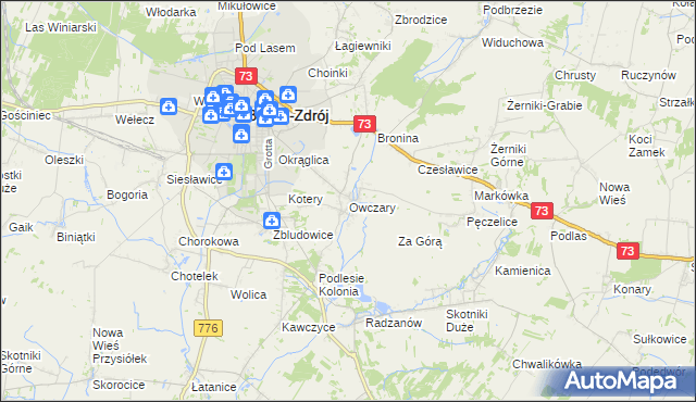 mapa Owczary gmina Busko-Zdrój, Owczary gmina Busko-Zdrój na mapie Targeo