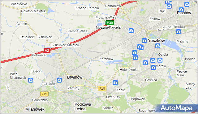 mapa Parzniew, Parzniew na mapie Targeo