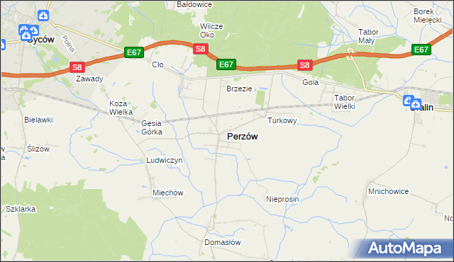 mapa Perzów, Perzów na mapie Targeo