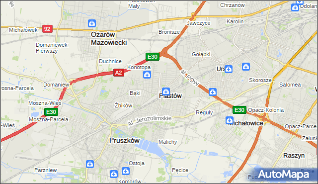 mapa Piastów powiat pruszkowski, Piastów powiat pruszkowski na mapie Targeo